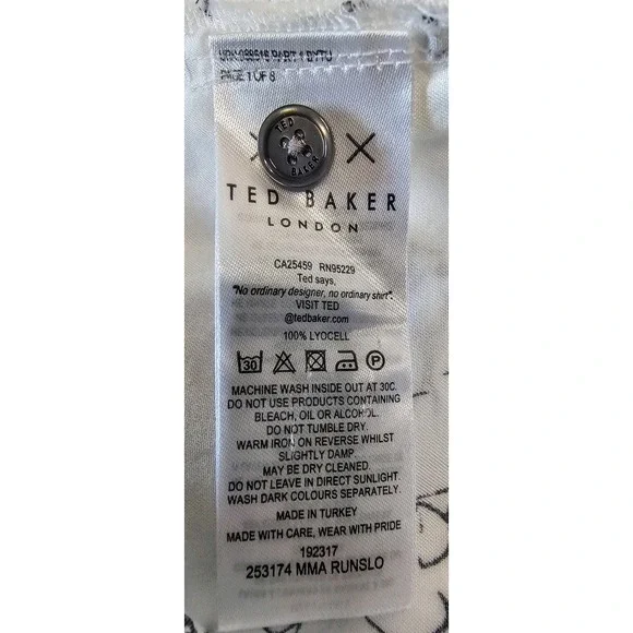 Ted Baker London Mens Camp Shirt White Croquet Floral S/S SZ XL 1 CALLOUT - Picture 8 of 8